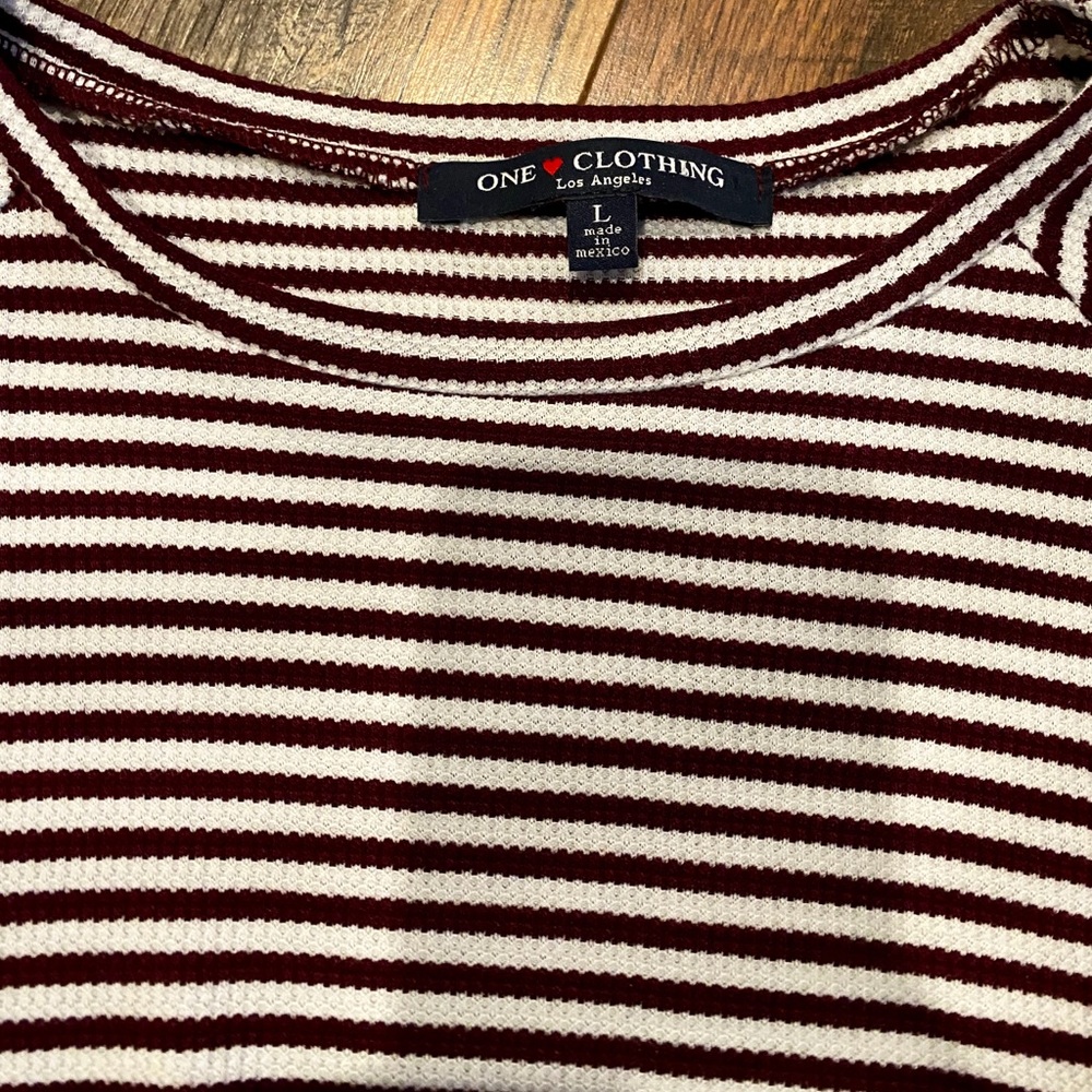 ONE CLOTHING Striped Ribbed Long Sleeve Crop Top - Picture 5 of 6